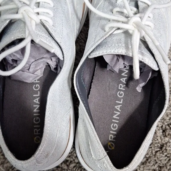 Cole Haan original zero grand lace-up sneakers soft wingtips- 5-metallic silver - Picture 10 of 10